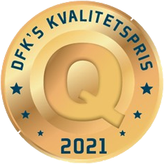 DFK's Kvalitetspris 2021 — guldmedalje fra Dansk Forening for Kvalitet